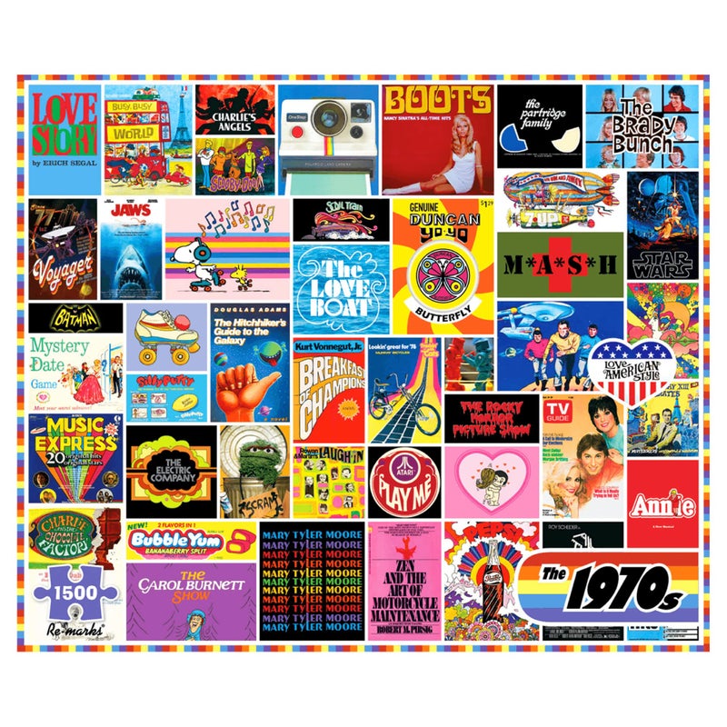 Re-Marks Remarks 1970s Pop Culture Puzzle 1500 Pieces for All Ages - Image 2