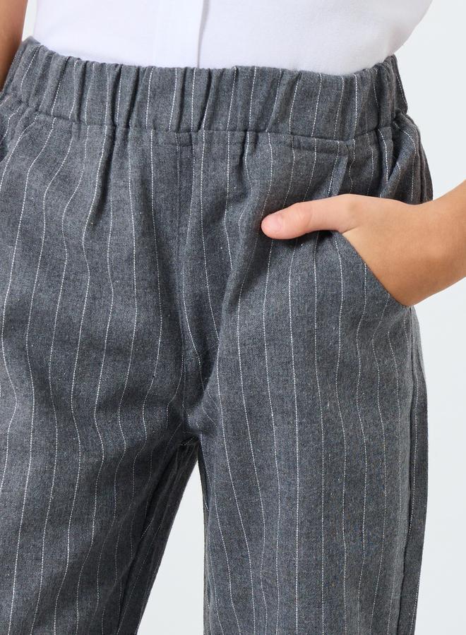 Styli Boys Grey Striped Relaxed Fit Pants - Image 3