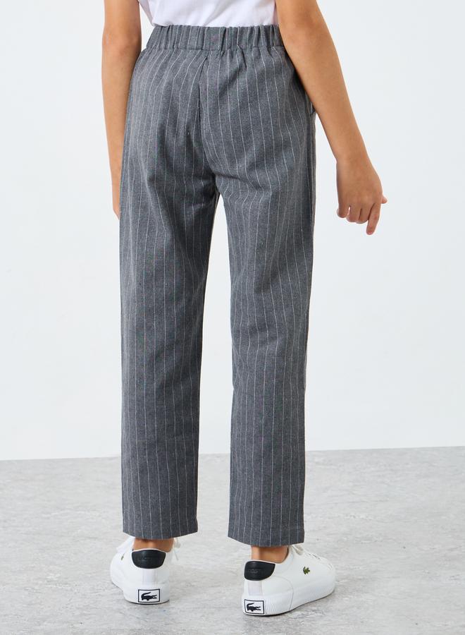 Styli Boys Grey Striped Relaxed Fit Pants - Image 4