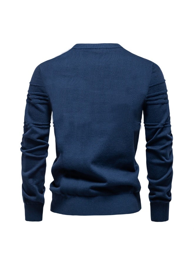 Autumn and Winter  Pullover High Quality Fashion Warm Men's Solid Color Sweater Man Clothes - Image 2