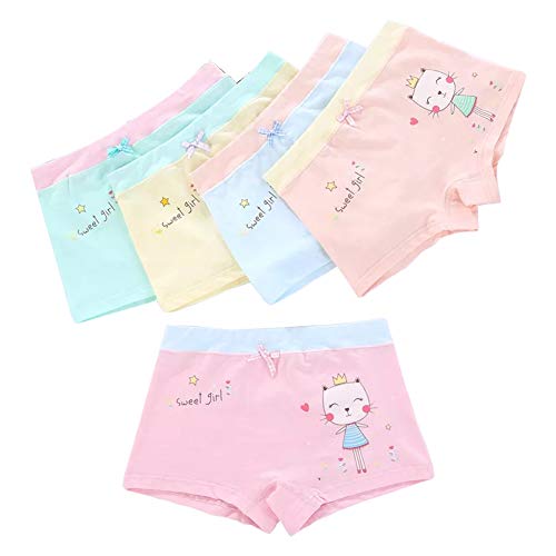 Core Pretty Girls Cotton Underwear with Cat Kitty Print - Soft Breathable Boyshorts for Toddler Girls (Pack of 5), Sweet Comfortable Panties 2T-4T - Image 1