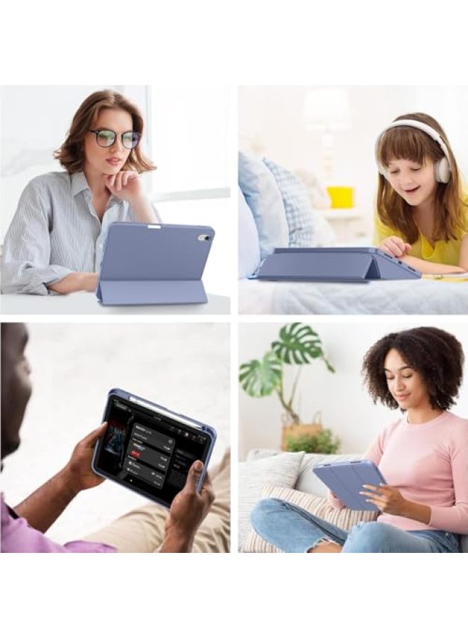 iMieet حافظة iMieet لجهاز iPad (A16)/الجيل العاشر من iPad [11 بوصة 2025/10.9 بوصة 2022]، حافظة ذكية قابلة للطي ثلاثية مع حامل وحامل قلم وظهر TPU ناعم، تدعم Touch ID (أسود) - Image 4