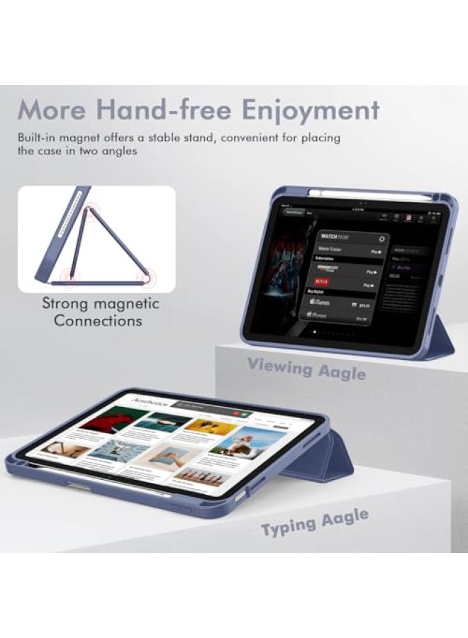 iMieet حافظة iMieet لجهاز iPad (A16)/الجيل العاشر من iPad [11 بوصة 2025/10.9 بوصة 2022]، حافظة ذكية قابلة للطي ثلاثية مع حامل وحامل قلم وظهر TPU ناعم، تدعم Touch ID (أسود) - Image 3