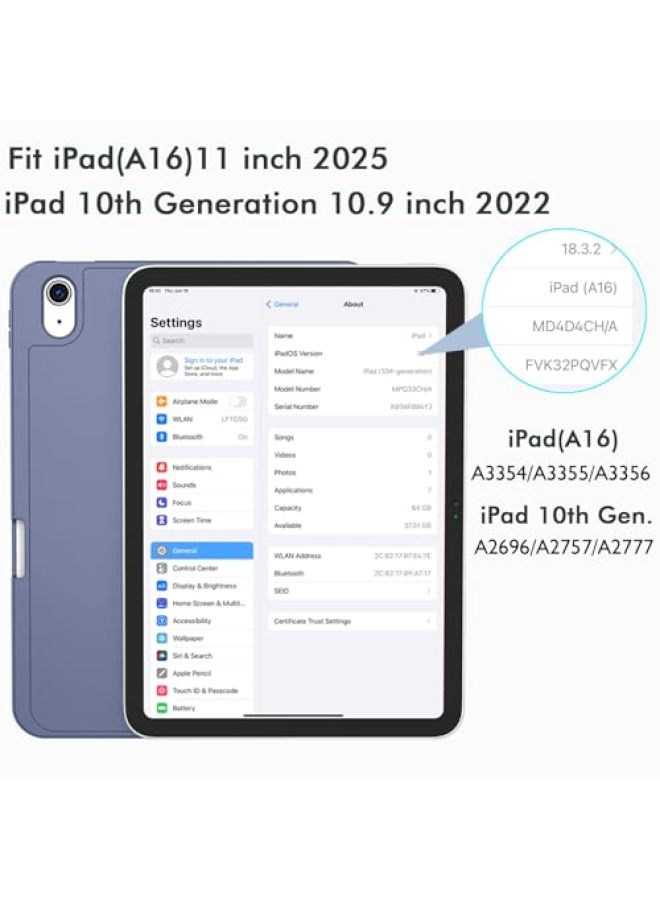 iMieet حافظة iMieet لجهاز iPad (A16)/الجيل العاشر من iPad [11 بوصة 2025/10.9 بوصة 2022]، حافظة ذكية قابلة للطي ثلاثية مع حامل وحامل قلم وظهر TPU ناعم، تدعم Touch ID (أسود) - Image 2