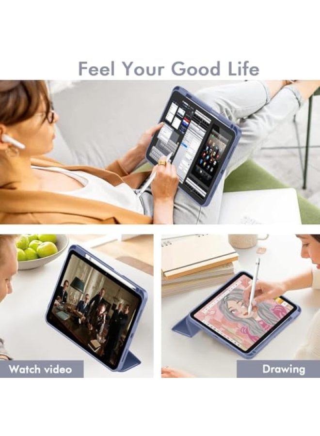 iMieet حافظة iMieet لجهاز iPad (A16)/الجيل العاشر من iPad [11 بوصة 2025/10.9 بوصة 2022]، حافظة ذكية قابلة للطي ثلاثية مع حامل وحامل قلم وظهر TPU ناعم، تدعم Touch ID (أسود) - Image 5