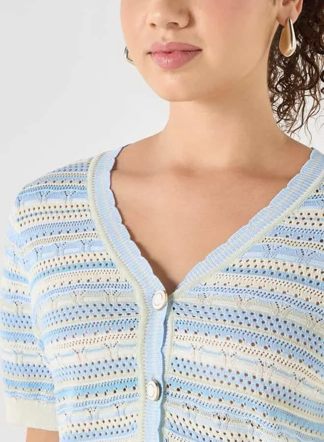 Lee Cooper Lee Cooper Textured Knit Top with Button Closure