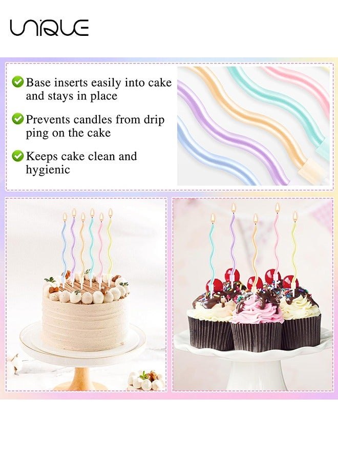Unique 12 Pcs Spiral Cake Candles - Rainbow Birthday Candles with Holders Twisty Metallic Candles for Cake Party Decorations for Birthday Wedding - Image 5