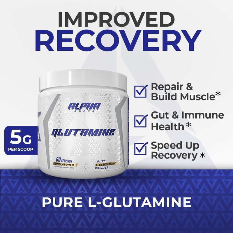 ALPHA SUPPS Pure LGlutamine Powder  Unflavored Amino Acid Glutamine Nutritional Supplement for Muscle Recovery Gut  Immune Support  60 Servings  300 Grams - Image 2