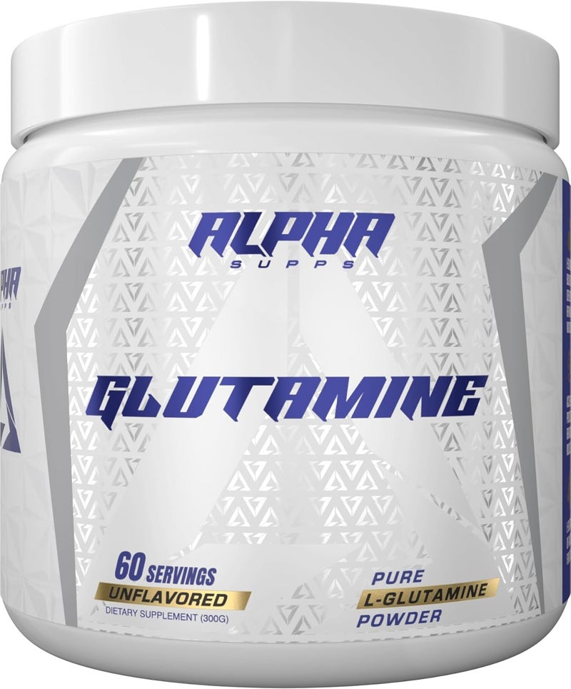 ALPHA SUPPS Pure LGlutamine Powder  Unflavored Amino Acid Glutamine Nutritional Supplement for Muscle Recovery Gut  Immune Support  60 Servings  300 Grams - Image 1