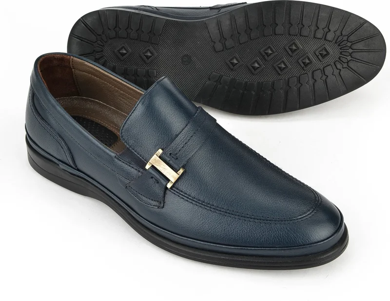 زيا , Men's Leather Comfort Shoes 141144Z1979 Navy Blue