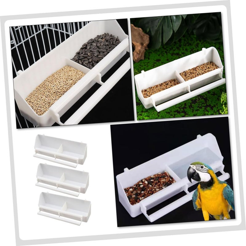 GANAZONO 3pcs Bird Food Bowl with Stand Double Compartment Parrot Feeding Container Small Bird Cage Feeder Suitable for Cockatiels Lovebirds Finch - Image 3