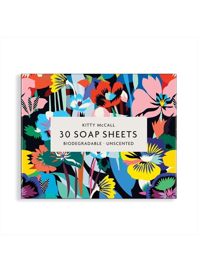 Galison Kitty McCall Soap Sheets from Galison - 1 Package (30 Unscented Sheets), Convenient Biodegradable Hand Soap Sheets for On-The-Go Life, Features Beautiful Floral Design, 2.65” x 3.25” x 0.2”  - Image 1