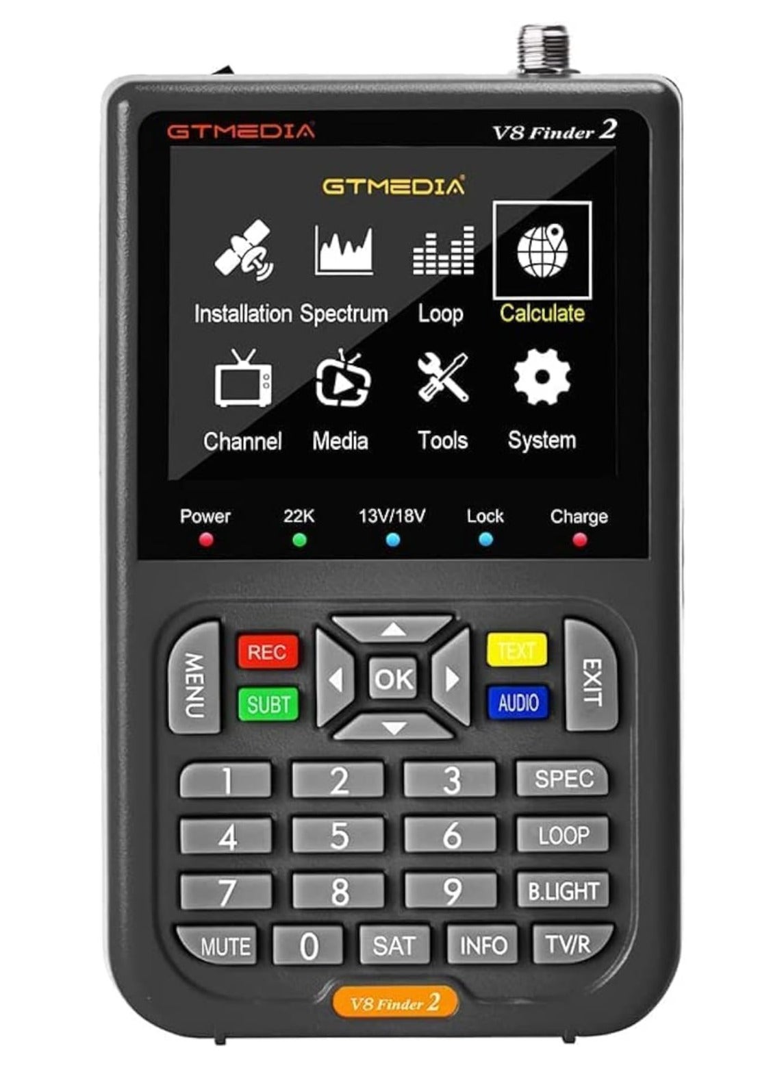 GT Media V8 Digital Satellite Finder Meter TV signal Finder Meter DVBS/S2/S2X HD Digital Signal Detector FTA 1080P HD Mpeg-2 MPEG-4 3.5 Inch LCD