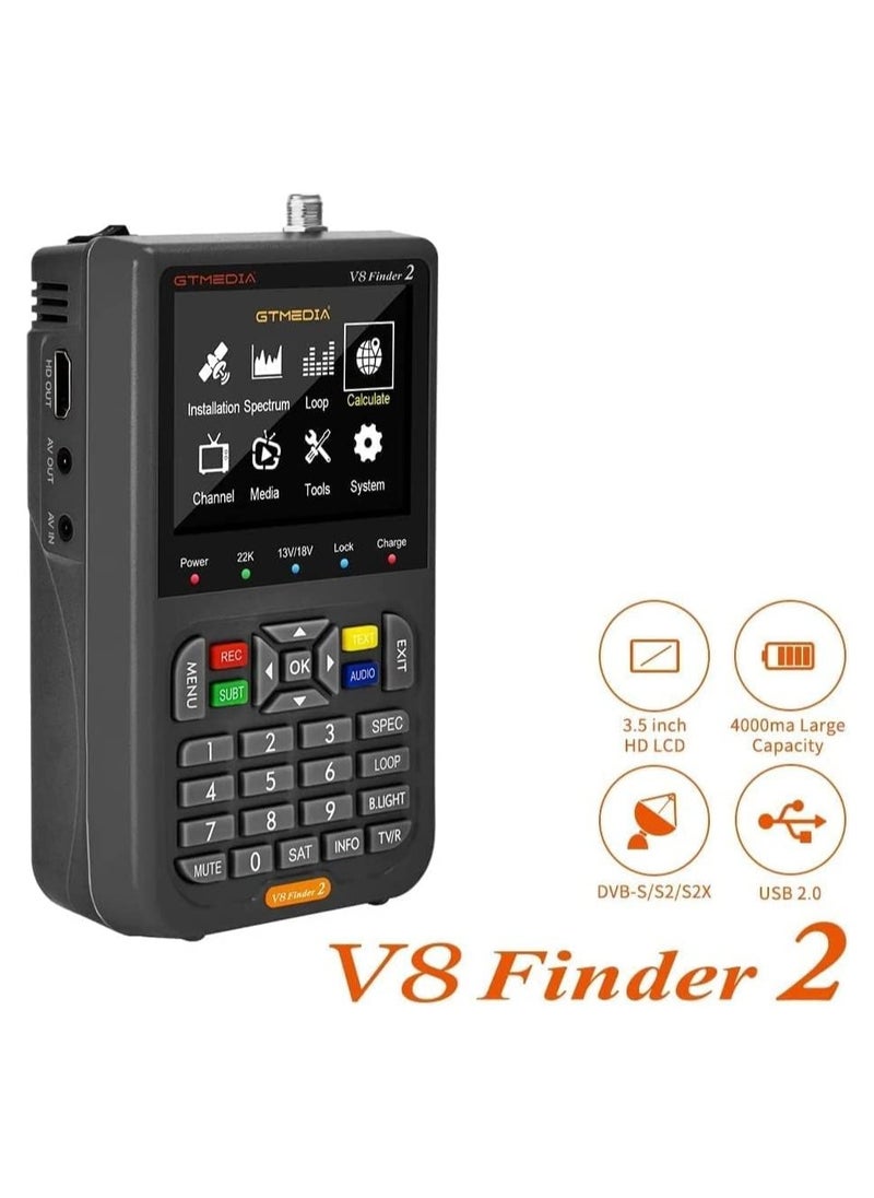 GT Media - V8 Digital Satellite Finder Meter TV signal Finder Meter DVBS/S2/S2X HD Digital Signal Detector FTA 1080P HD Mpeg-2 MPEG-4 3.5 Inch LCD Receiver - Image 1