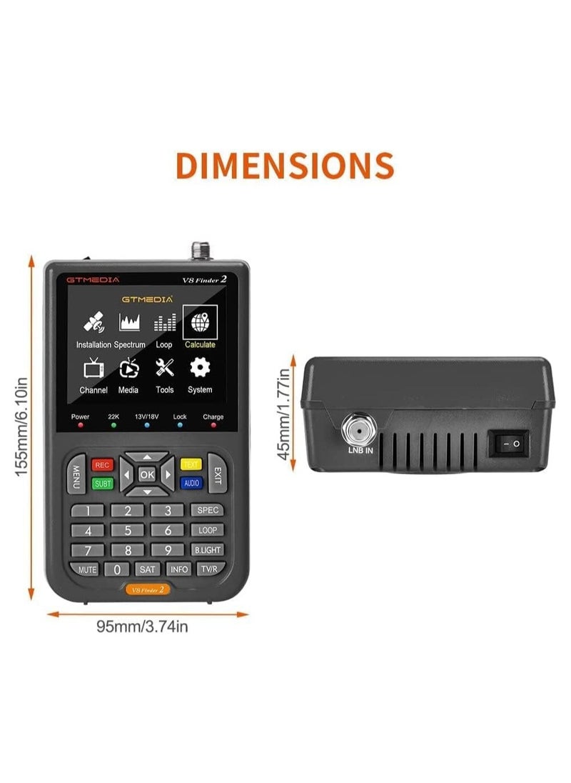 GT Media - V8 Digital Satellite Finder Meter TV signal Finder Meter DVBS/S2/S2X HD Digital Signal Detector FTA 1080P HD Mpeg-2 MPEG-4 3.5 Inch LCD Receiver - Image 1