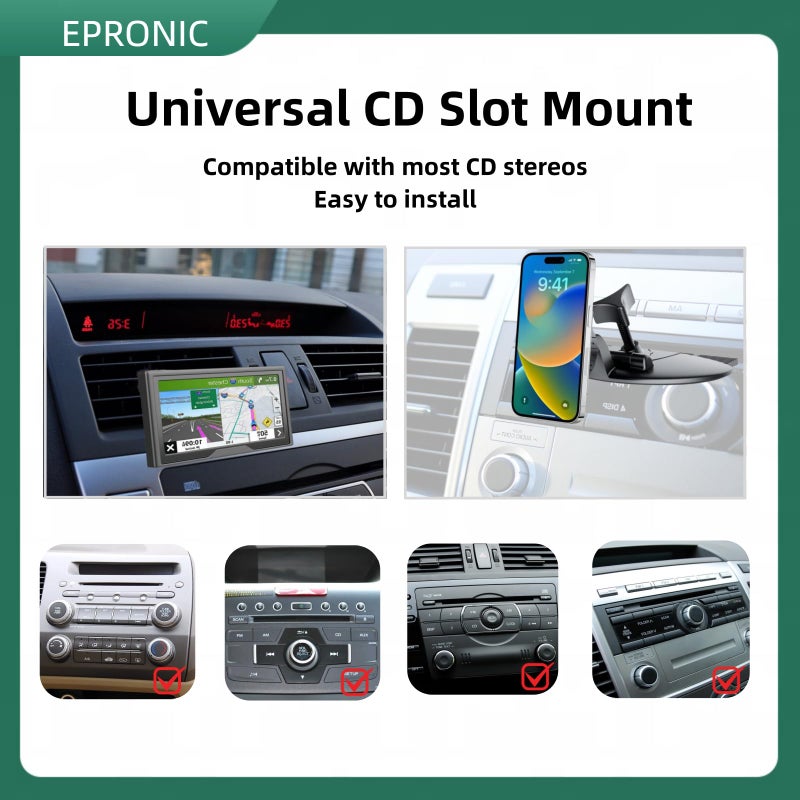 Epronic Replacement Cd Slot Mount for Garmin GPS Navi, Carplay Screen, Phone Holder Standard 17mm Ball Adapter CD Mount for 4"-11 inch Car GPS Holder - Image 4