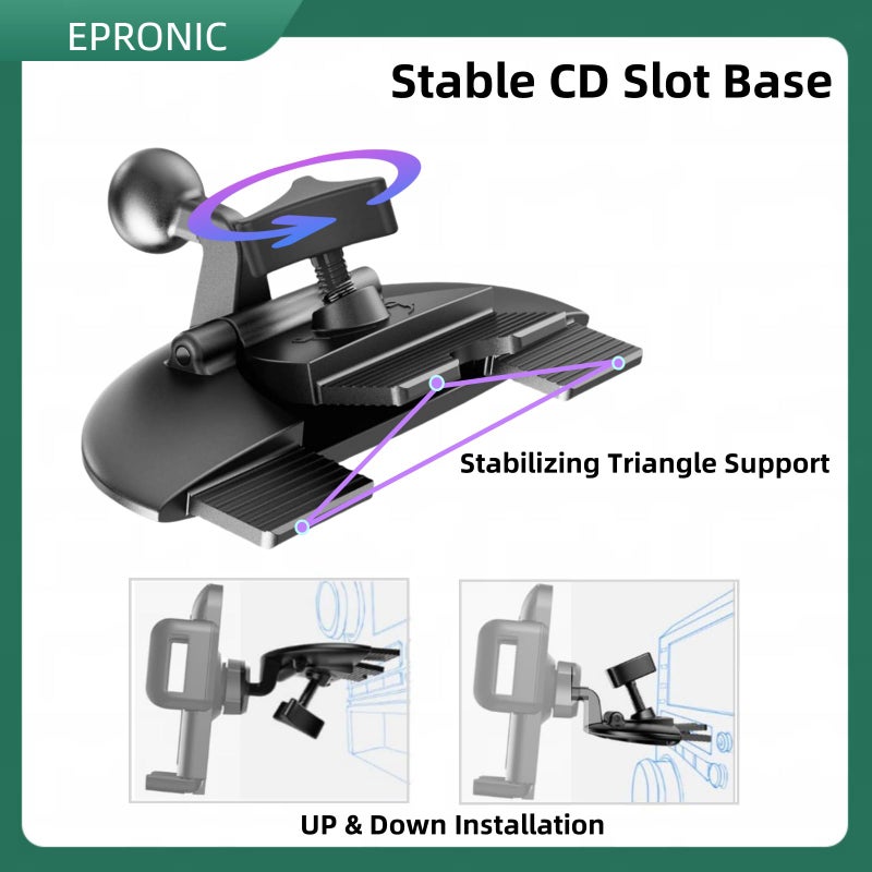 Epronic Replacement Cd Slot Mount for Garmin GPS Navi, Carplay Screen, Phone Holder Standard 17mm Ball Adapter CD Mount for 4"-11 inch Car GPS Holder - Image 5