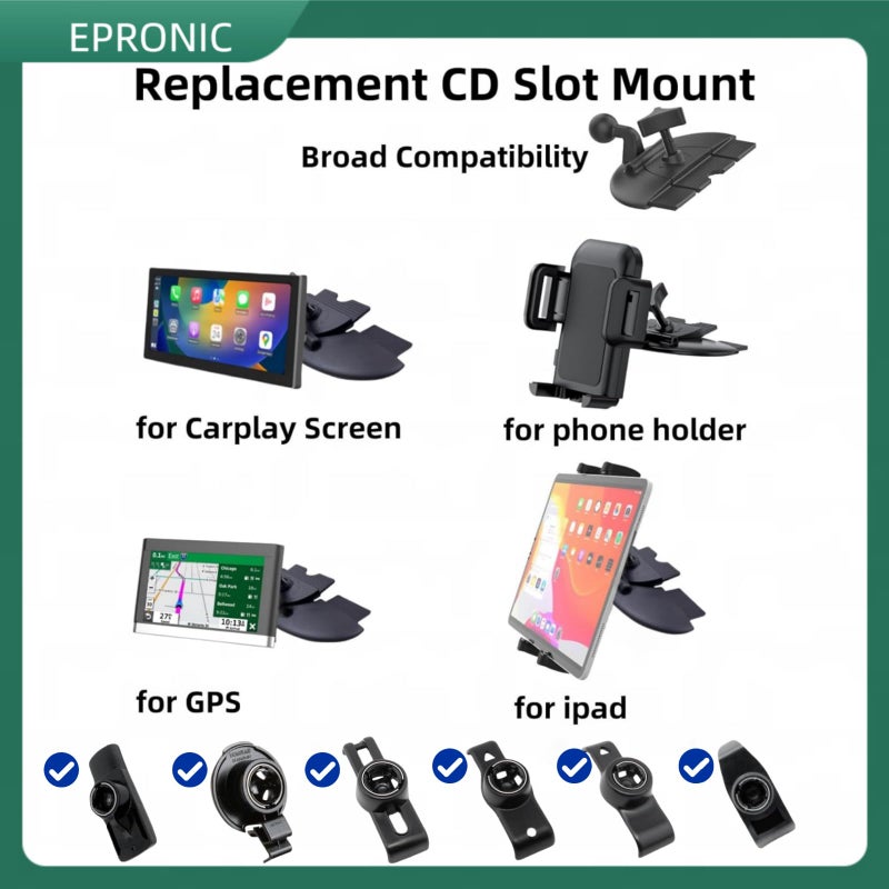 Epronic Replacement Cd Slot Mount for Garmin GPS Navi, Carplay Screen, Phone Holder Standard 17mm Ball Adapter CD Mount for 4"-11 inch Car GPS Holder - Image 2