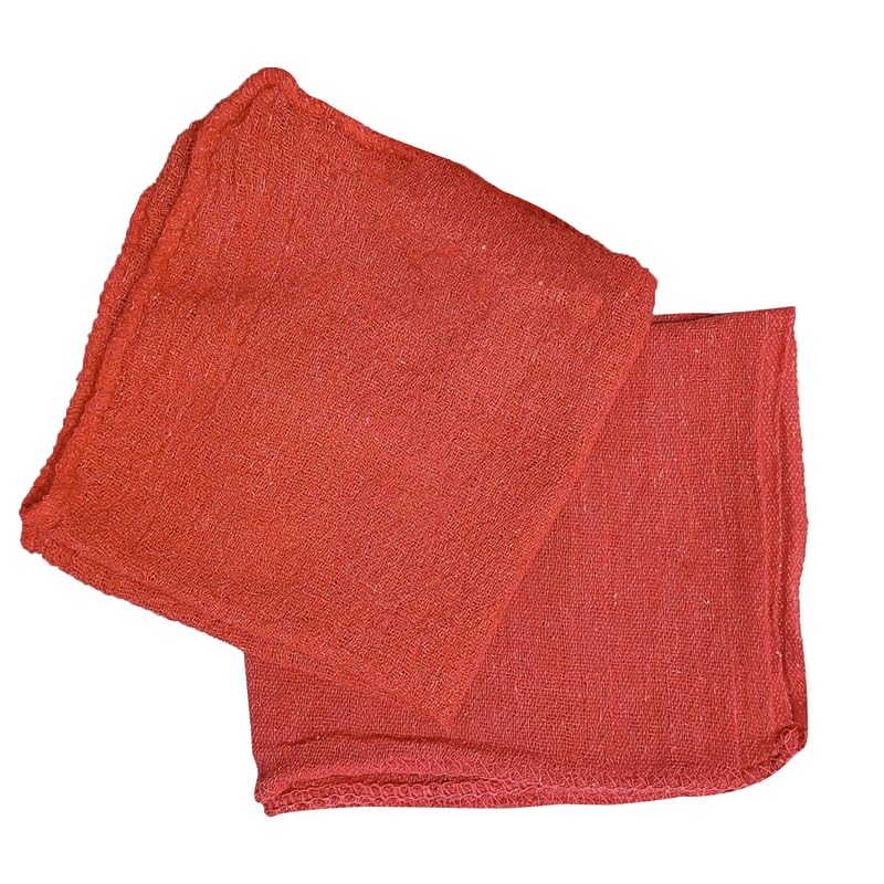 SupremePlus Auto Mechanic Shop Towels (13"x14"), 12 Pack Red - 100% Cotton Commercial Grade Rags for Cleaning & Maintenance, Garage Supplies - Professional Mechanics Reusable Wipes - Image 3