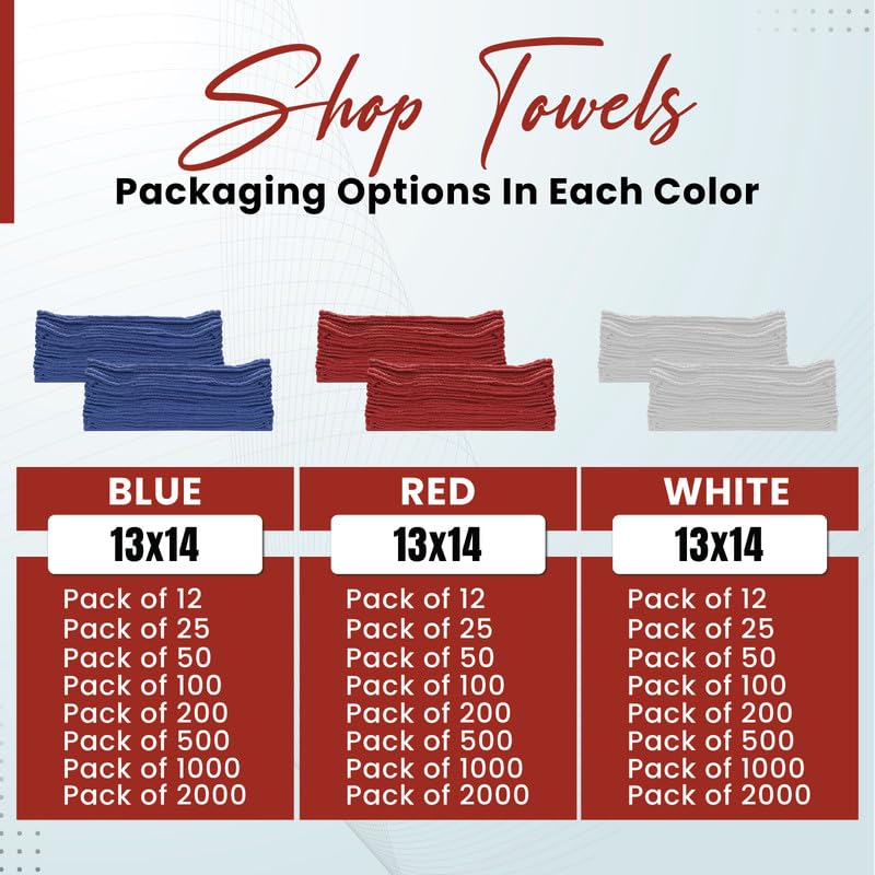 SupremePlus Auto Mechanic Shop Towels (13"x14"), 12 Pack Red - 100% Cotton Commercial Grade Rags for Cleaning & Maintenance, Garage Supplies - Professional Mechanics Reusable Wipes - Image 5