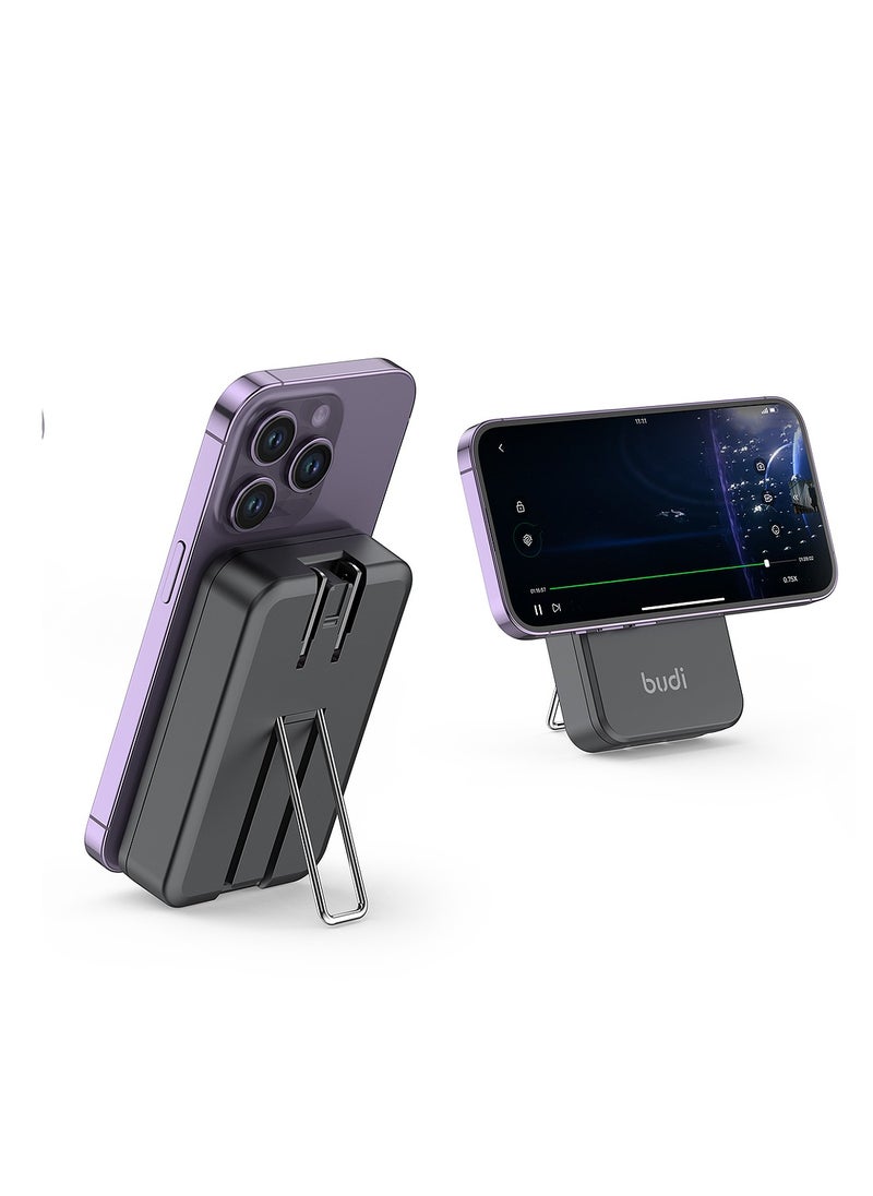 budi 30W Dual USB-C PD and USB QC Magsafe Wireless Charger, Global Travel Charger Budi - Black  - Image 1