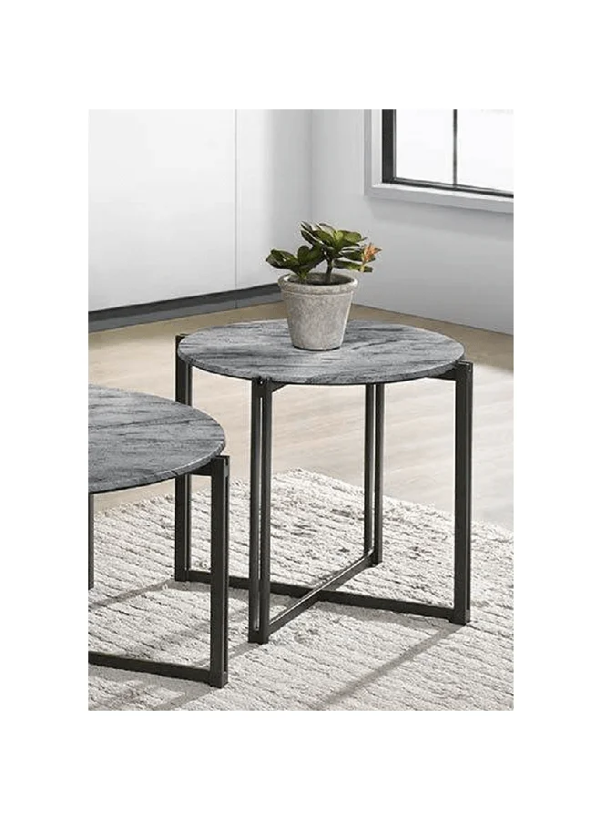 Micasa Sturdy Modern Design Round Side Table Grey And Black 55 X 60 X 60 Cm Christiano_E_Rd600