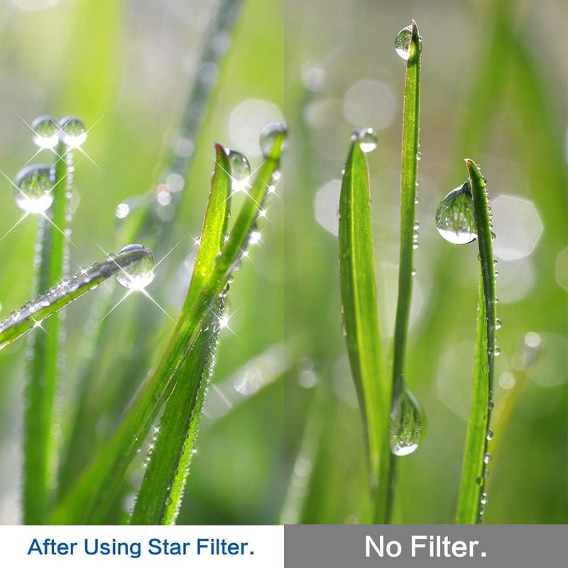 Sedremm 55mm Star Filter 4 Pieces Starburst Lens Filter(4 Points,6 Points,8 Points,12 Points) with Centre Pinch Lens Cap for Canon Nikon Sony Olympus Pentax and Other DSLR Cameras + 4 Slot Filter Pouch - Image 2