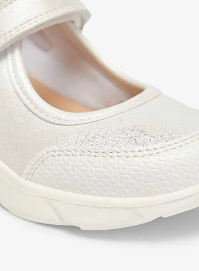JUNIORS Girls Textured Mary Jane Shoes with Hook and Loop Closure