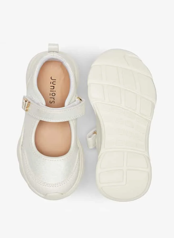 JUNIORS Girls Textured Mary Jane Shoes with Hook and Loop Closure