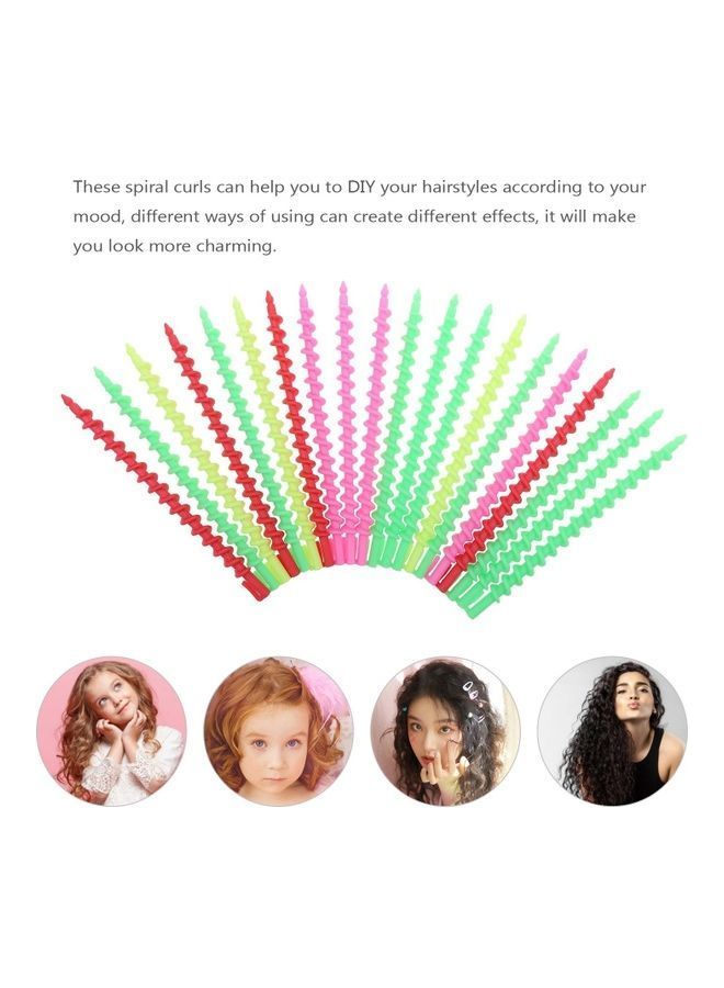 NIBEMINENT 20-Piece Spiral Rod Hair Rollers Multicolour 19x12x2cm - Image 4