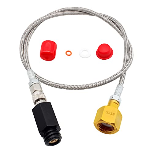 HPEVA Co2 Tank for Soda Machine Adapter, CGA320 Co2 Tank Cylinder Adapter for TR21-4 G1/2 Soda Water Machine with 36 inch Stainless Steel Hose, Soda Maker Parts & Accessories - Image 1