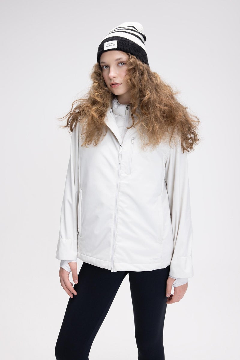 DeFacto Beige Woman DeFactoFit Waterproof Regular Fit Hooded Zip-Up Softshell Jacket Casual - Image 2