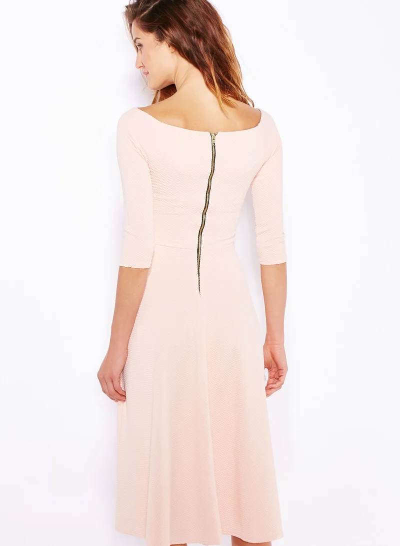 ELLA Off Shoulder Textured Skater Dress