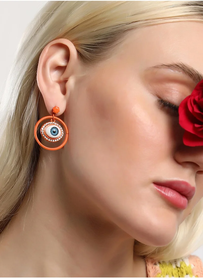 سوهي The Evil-Eye Loop Stone Studded Drop Earrings