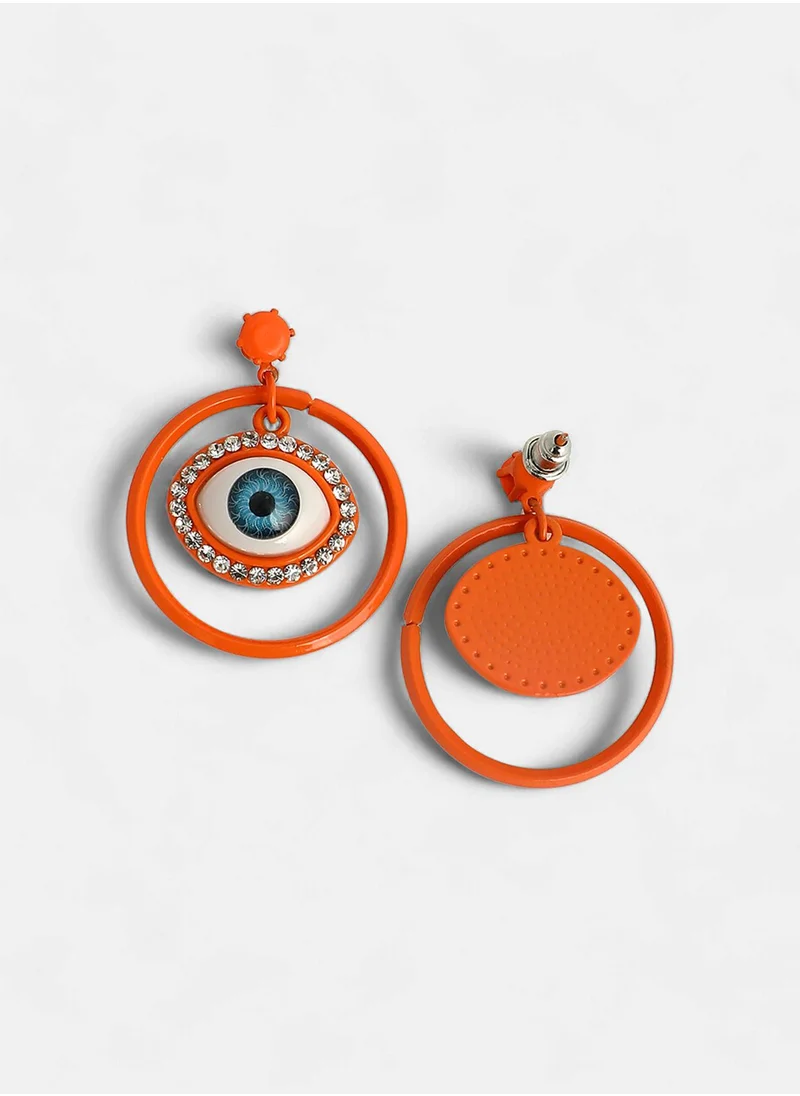 SOHI The Evil-Eye Loop Stone Studded Drop Earrings