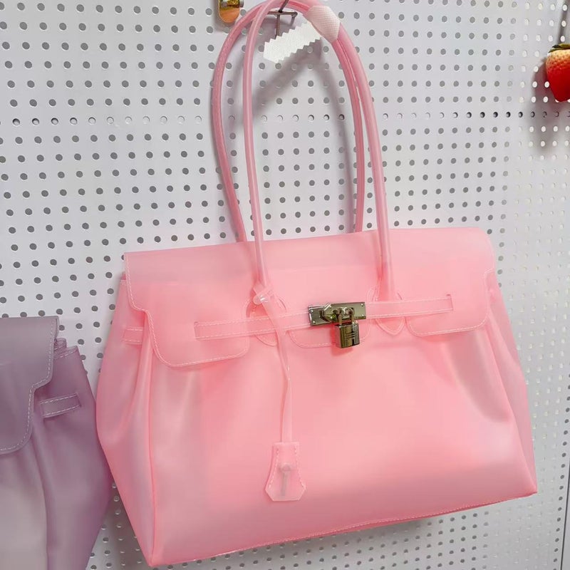 Kiikii Style TPU Jelly Tote Bag, Large Capacity Underarm Bag for Women, Summer Commuter Bag
