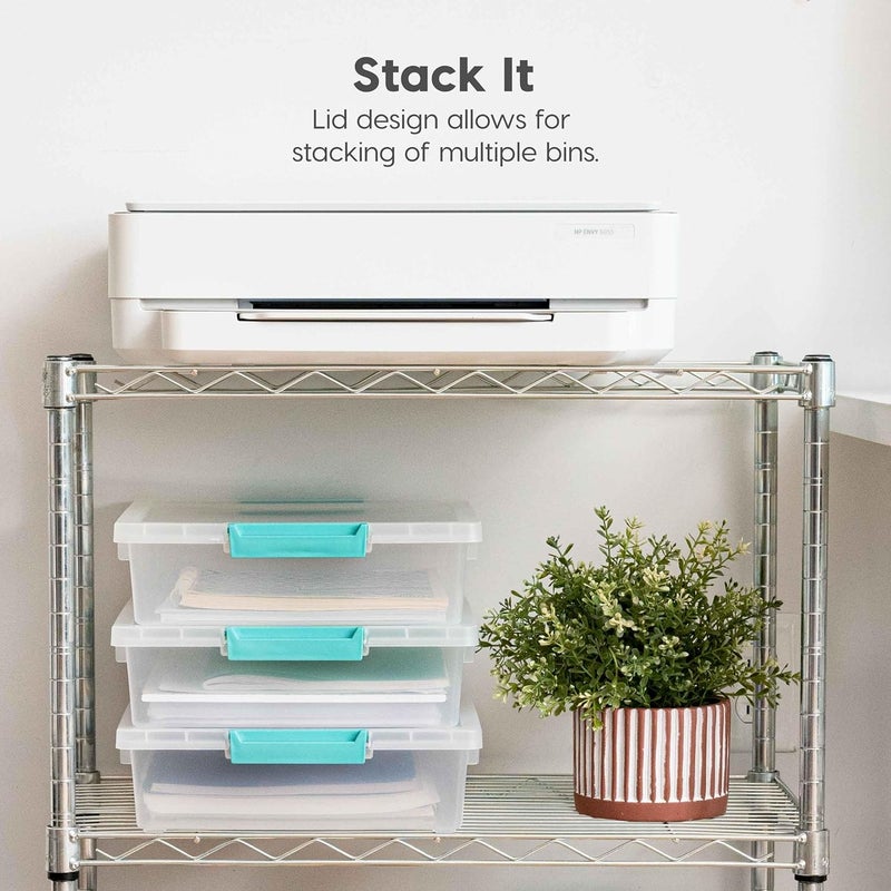 IrisUSA 6 Qt. Plastic Storage Bins Containers with Lids, 4 Pack, Small Sensory Bin, Craft Storage, Craft Organizers & Storage, Organizing Container for Home, Office & Art Supplies, Stackable, Clear - Image 4