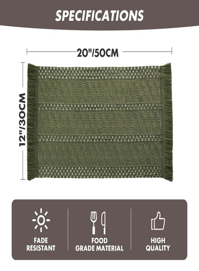 ZeeMart Macrame Style Boho Placemats Set of 4, Olive Decorative Natural Farmhouse Cotton Woven Place Mats Home Decor for Kitchen Dining Table - Image 5