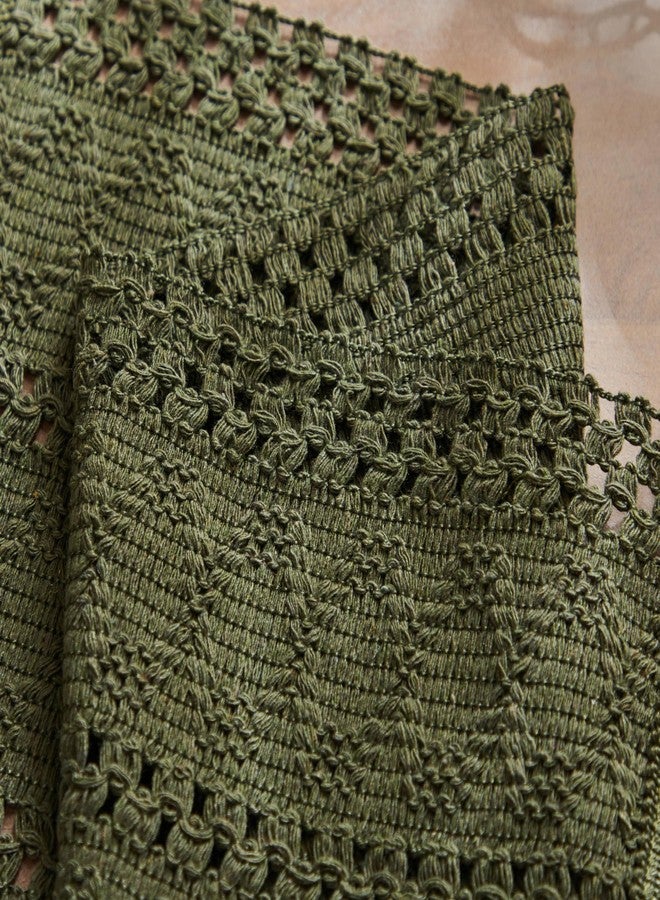 ZeeMart Macrame Style Boho Placemats Set of 4, Olive Decorative Natural Farmhouse Cotton Woven Place Mats Home Decor for Kitchen Dining Table - Image 4