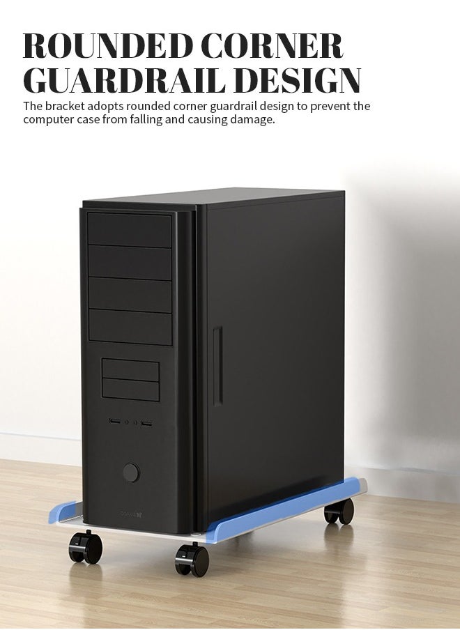 Adjustable Computer Tower Holder, Anti-Slip Mobile CPU Holder, PC Case Stand with Four Wheels, Ventilation and Heat Dissipation, Compatible with All Models