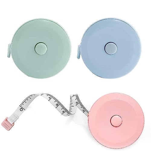 DFsucces 3 Pack Soft Sewing Tape Measure for Body Measuring, 79 Inchs Mini Measurement Tape,Premium Retractable Fabric and Cloth Tape Measure, Handy (Pink/Green/Blue) - Image 1