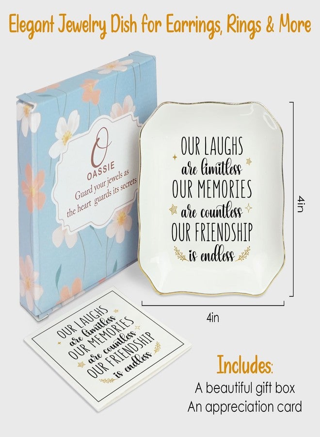 OASSIE Friendship Gifts for Women - Decorative Trinket Dish 4"x4" Ceramic Jewelry Dish Tray - Galentines Birthday Gifts for Best Friend Women Friendship Bestie BFF Soul Sister, Ring Holder Friend Gift - Image 2