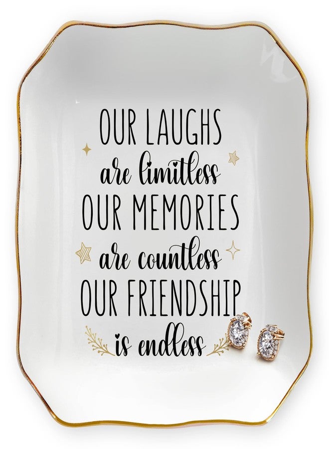 OASSIE Friendship Gifts for Women - Decorative Trinket Dish 4"x4" Ceramic Jewelry Dish Tray - Galentines Birthday Gifts for Best Friend Women Friendship Bestie BFF Soul Sister, Ring Holder Friend Gift - Image 1