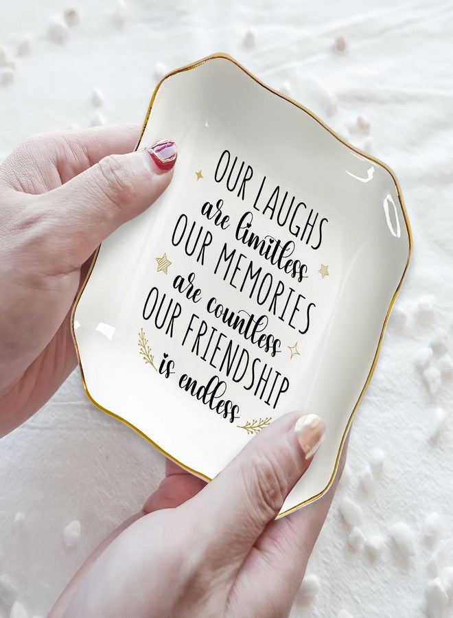 OASSIE Friendship Gifts for Women - Decorative Trinket Dish 4"x4" Ceramic Jewelry Dish Tray - Galentines Birthday Gifts for Best Friend Women Friendship Bestie BFF Soul Sister, Ring Holder Friend Gift - Image 4