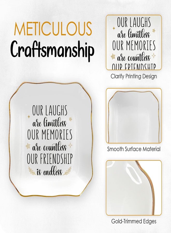 OASSIE Friendship Gifts for Women - Decorative Trinket Dish 4"x4" Ceramic Jewelry Dish Tray - Galentines Birthday Gifts for Best Friend Women Friendship Bestie BFF Soul Sister, Ring Holder Friend Gift - Image 3