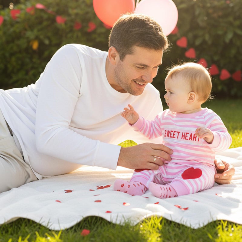 Bonangber Infant Valentines Outfit Girl Sweet Heart Print Stripe Romper Long Sleeve Onesie Jumpsuit Valentines Day Baby Girl Outfit (A-Pink,3-6 Months) - Image 3