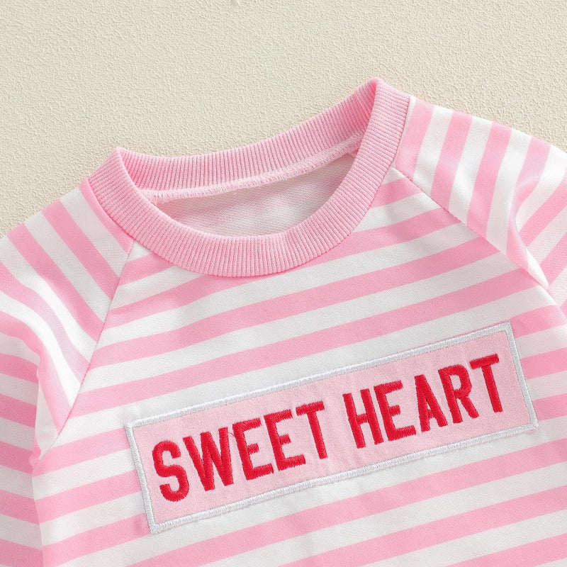 Bonangber Infant Valentines Outfit Girl Sweet Heart Print Stripe Romper Long Sleeve Onesie Jumpsuit Valentines Day Baby Girl Outfit (A-Pink,3-6 Months) - Image 5