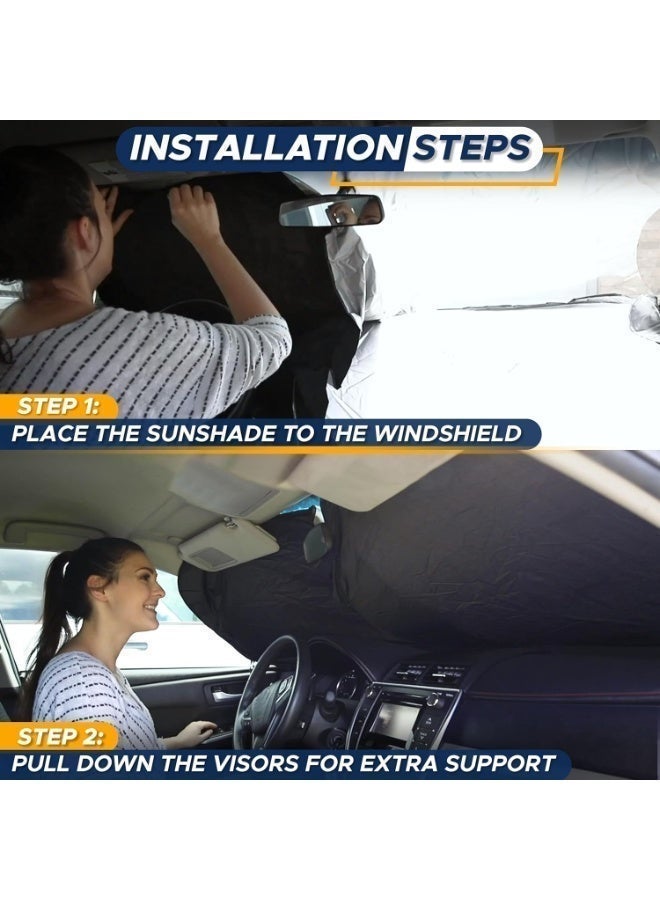 Growpal Foldable Car Windshield Sunshade – Universal Silver Front Sun Shade, Car Side Window & Space Front Window UV Protection, 4 PC Box for Vehicle Windows, Air Circulation, Keep Car Cooler - Image 3