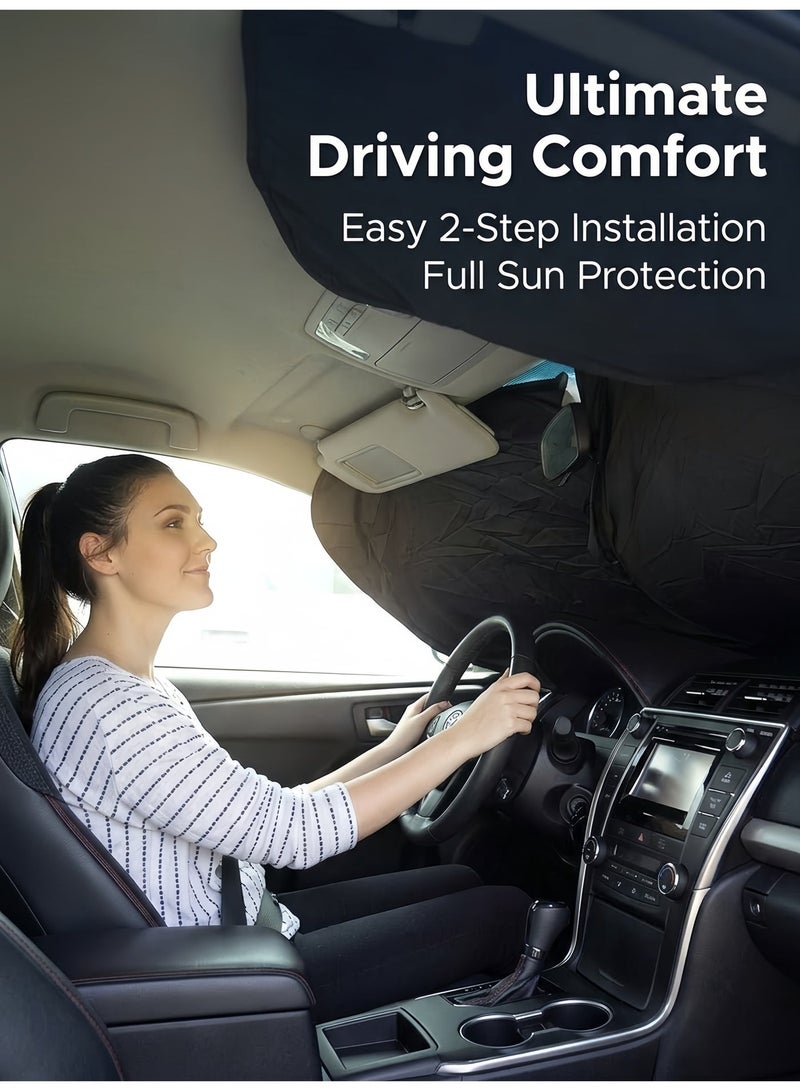 Growpal Foldable Car Windshield Sunshade – Universal Silver Front Sun Shade, Car Side Window & Space Front Window UV Protection, 4 PC Box for Vehicle Windows, Air Circulation, Keep Car Cooler - Image 2