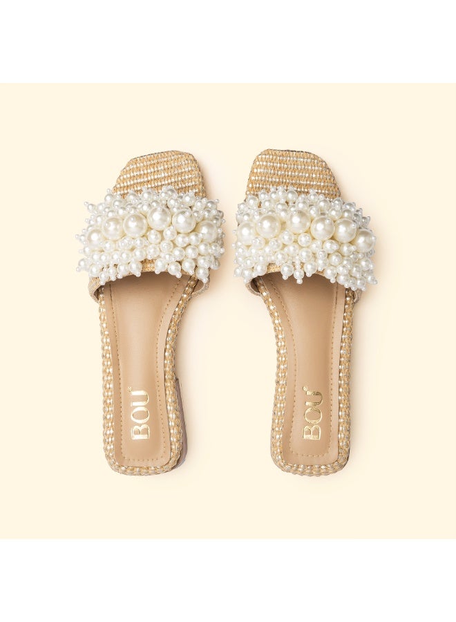 BOU SIRENA PEARL SLIDES - Champagne Frost - Image 3